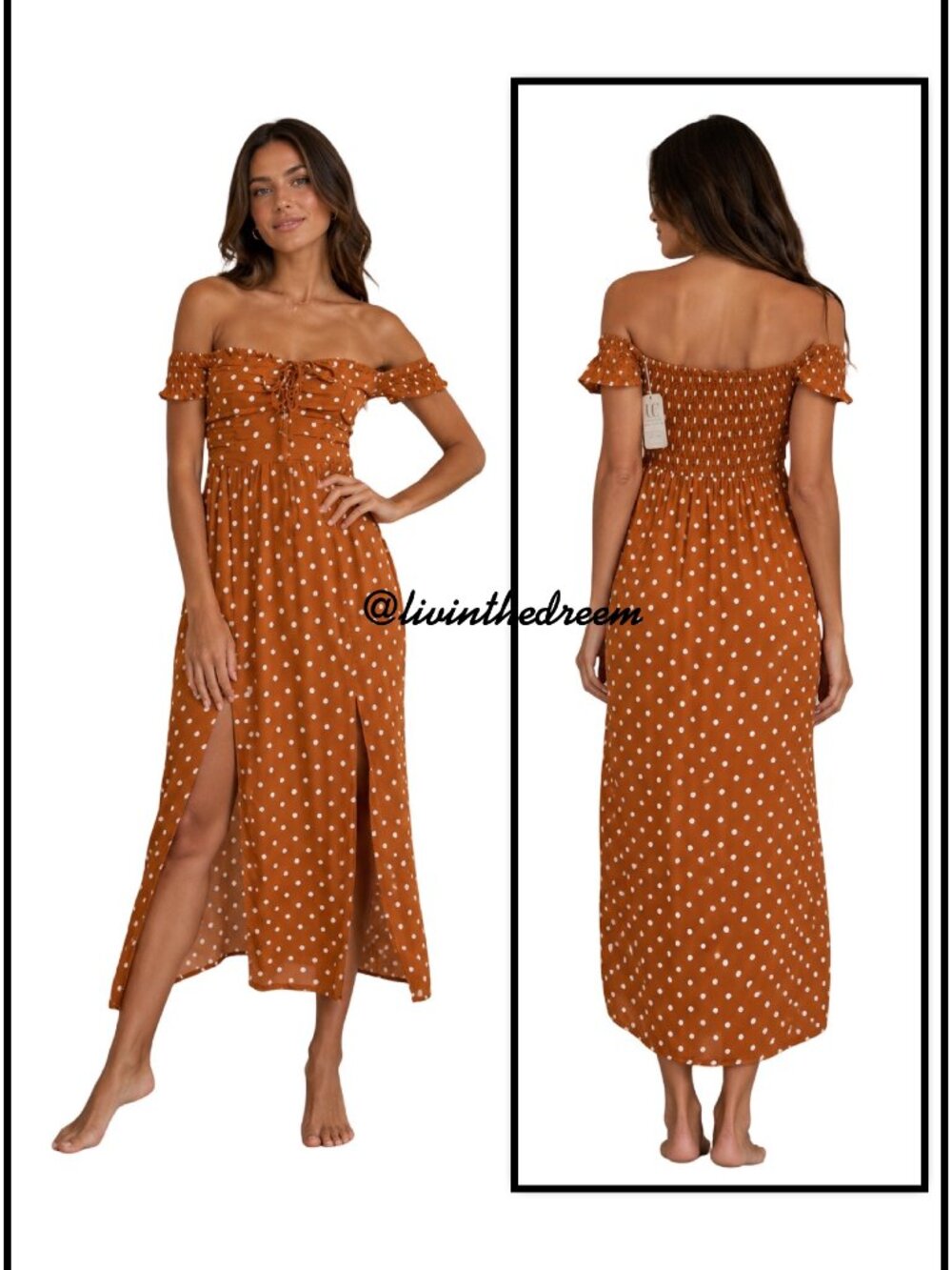 ULUWATU Polkadot High Slit Maxi  Dress SZ M $49